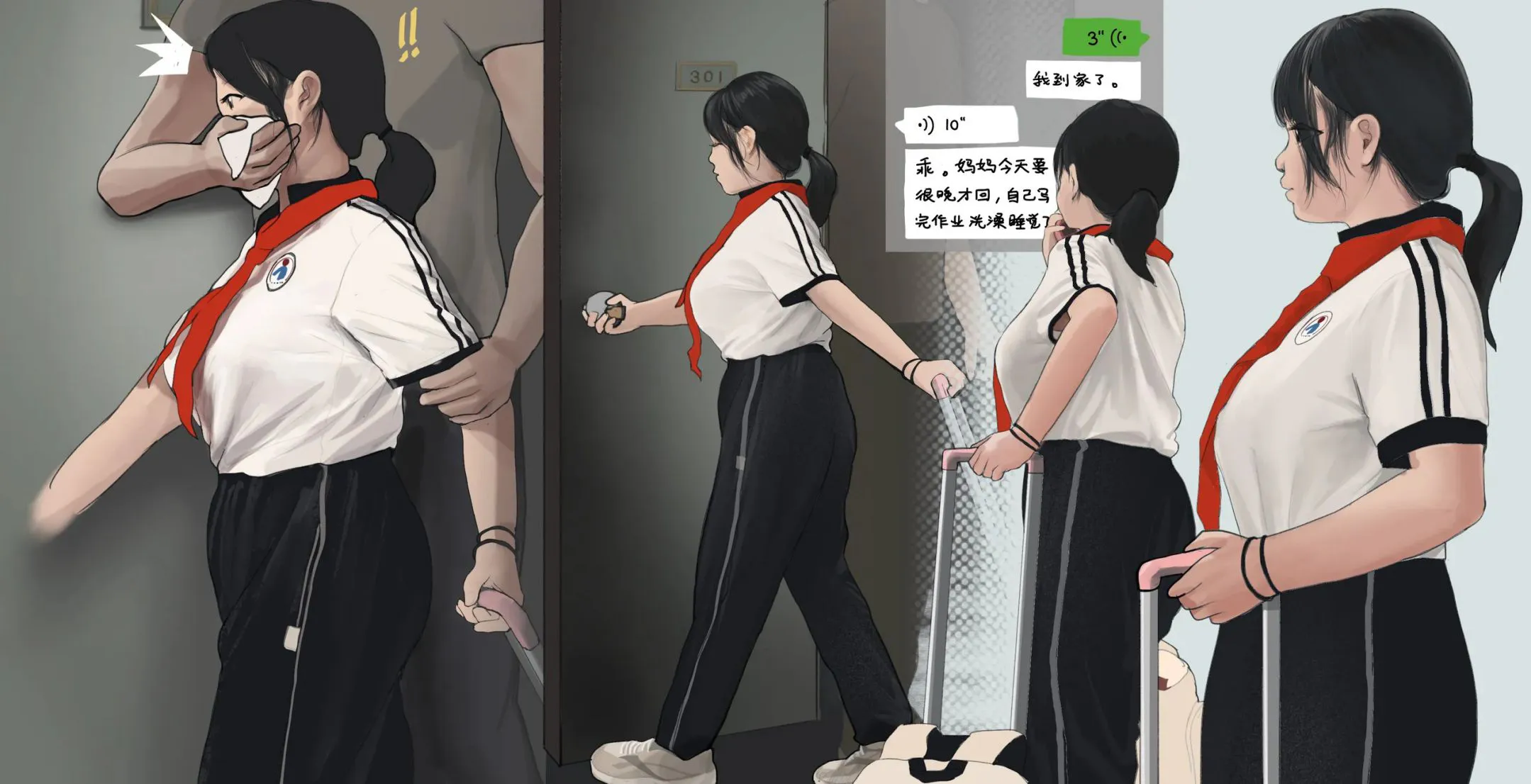 一人で下校中の巨乳JS6