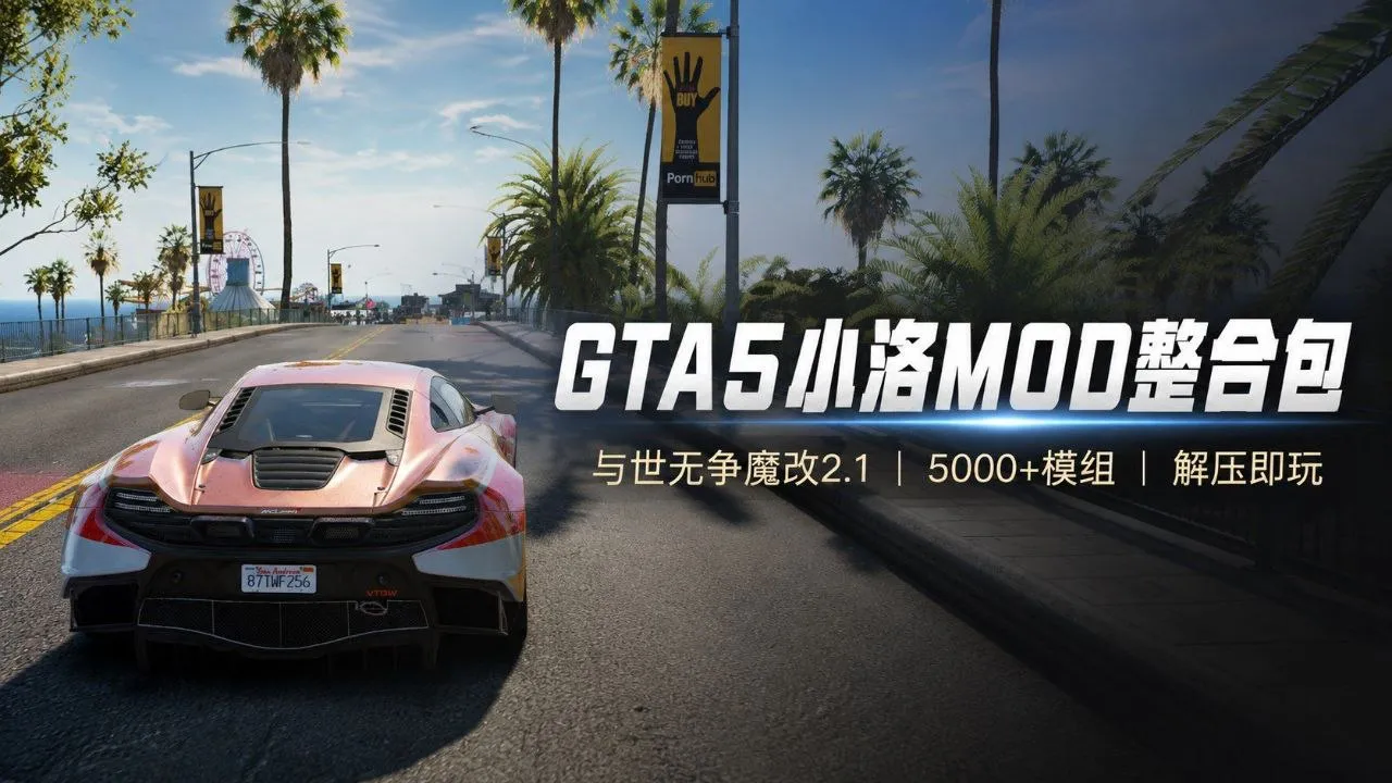 《GTA5》与世无争Mod整合魔改版 小洛整合/最高画质/几百上千辆真实汽车/真实地图纹理/最新版本242G